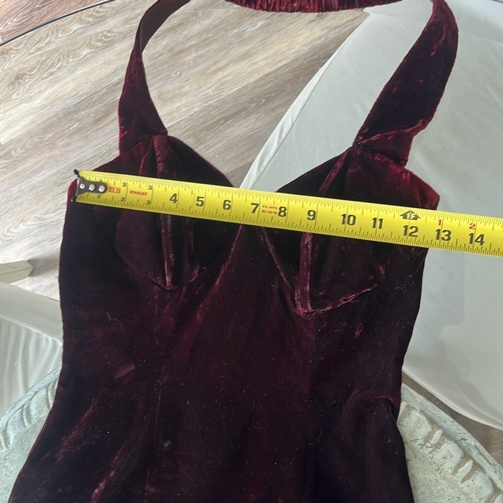 90’s Rampage whimsigoth crushed velvet Dress Maxi Halter thigh Slit Y2K size 5 - Picture 10 of 13